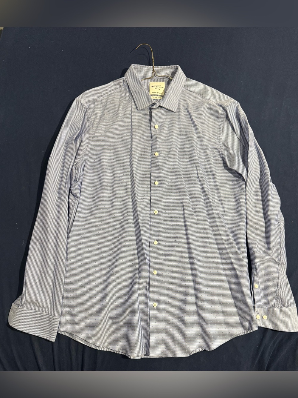 Men’s 16 1/2 (34-35) Skinny Fit Ben Sherman Light Blue Micro-Stripe Dress Shirt